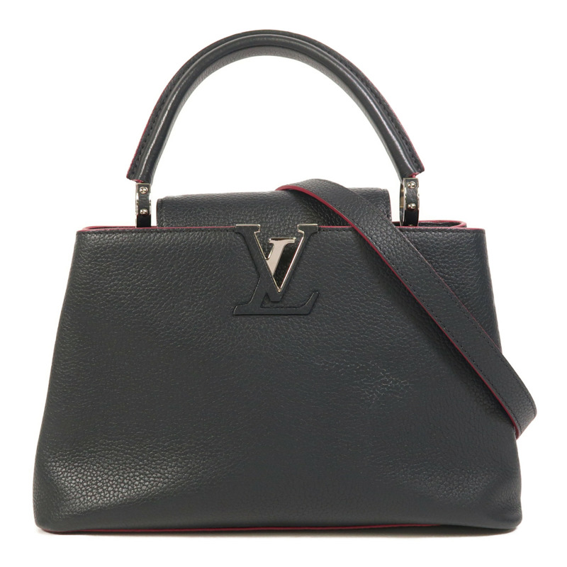 LOUIS VUITTON Taurillon Capucines MM銀扣手挽肩背兩用袋-0