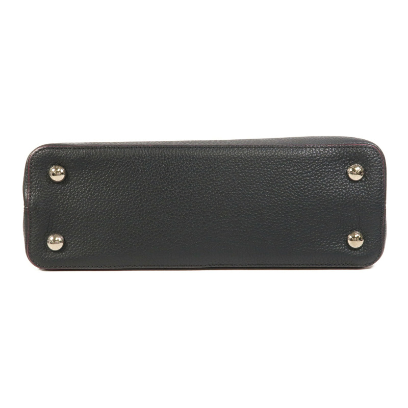 LOUIS VUITTON Taurillon Capucines MM銀扣手挽肩背兩用袋-3