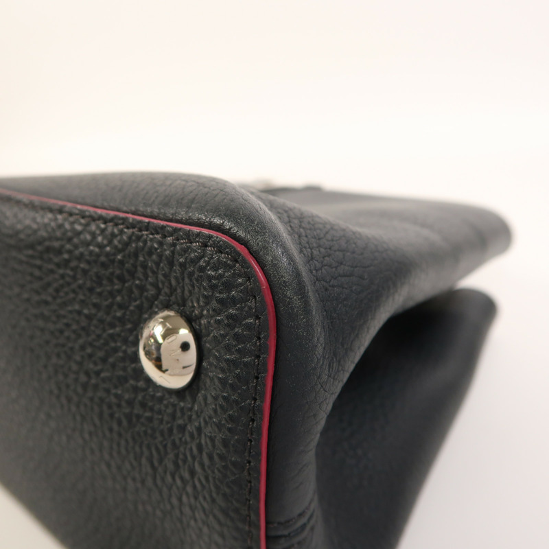 LOUIS VUITTON Taurillon Capucines MM銀扣手挽肩背兩用袋-9