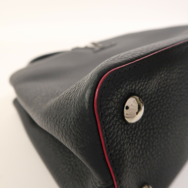 LOUIS VUITTON Taurillon Capucines MM銀扣手挽肩背兩用袋-10