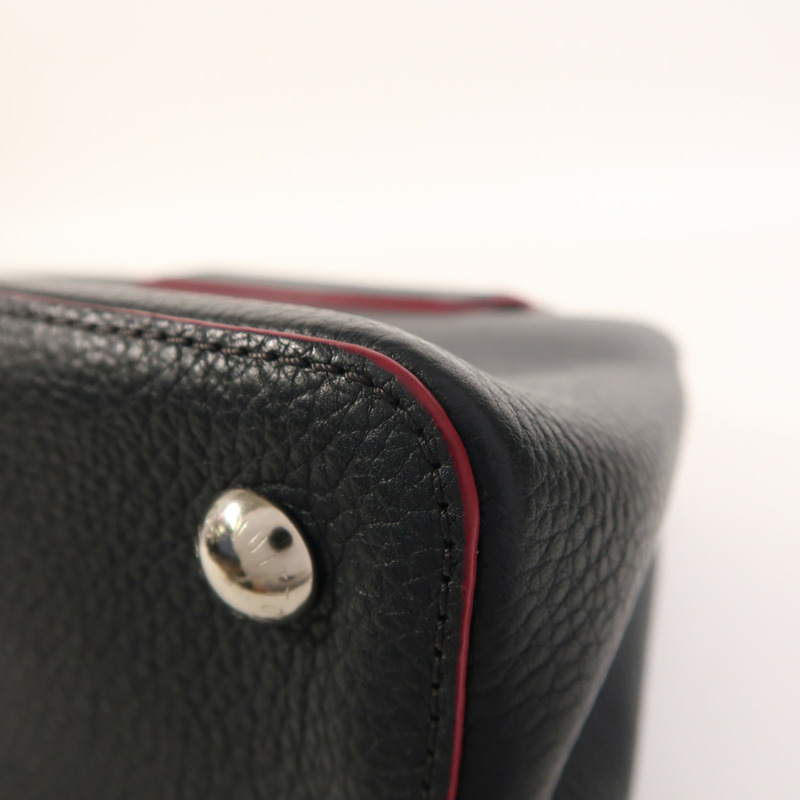 LOUIS VUITTON Taurillon Capucines MM銀扣手挽肩背兩用袋-11