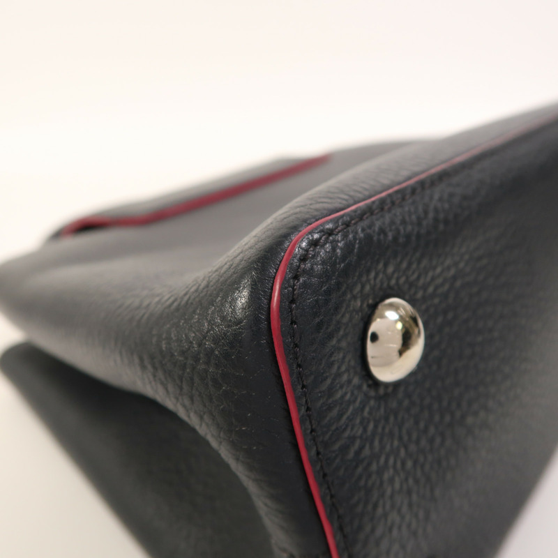 LOUIS VUITTON Taurillon Capucines MM銀扣手挽肩背兩用袋-12