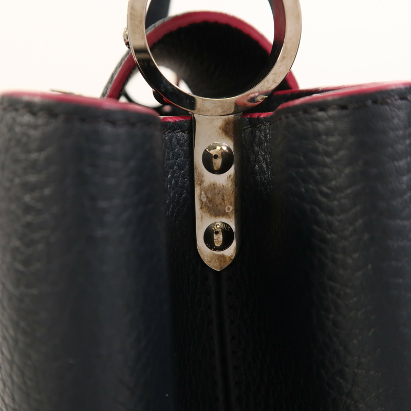 LOUIS VUITTON Taurillon Capucines MM銀扣手挽肩背兩用袋-13