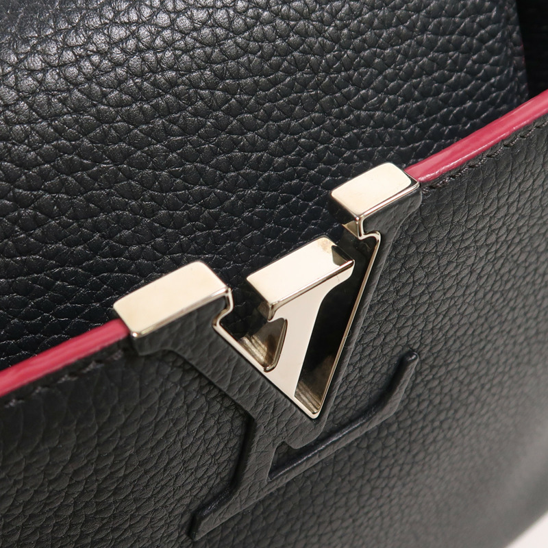 LOUIS VUITTON Taurillon Capucines MM銀扣手挽肩背兩用袋-14