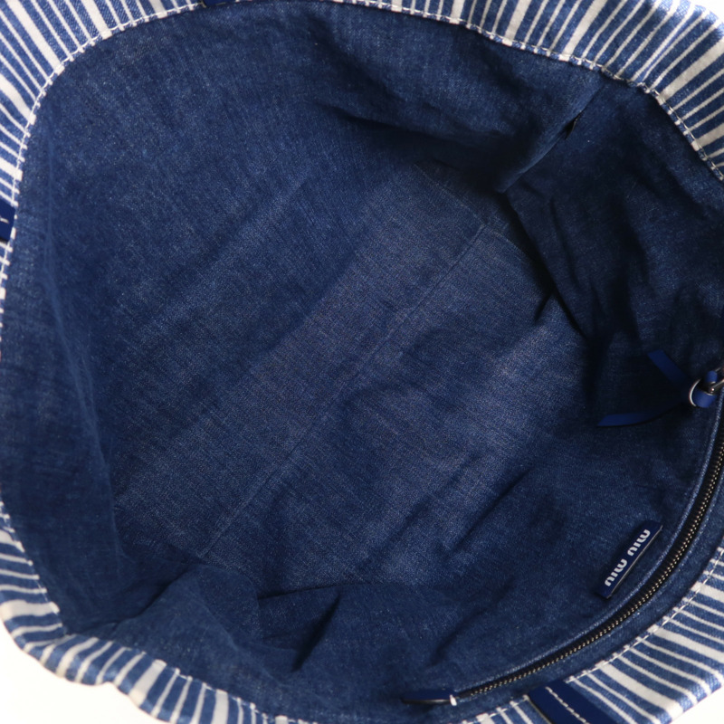 Miu Miu 牛仔布Tote Bag銀扣肩背袋-4