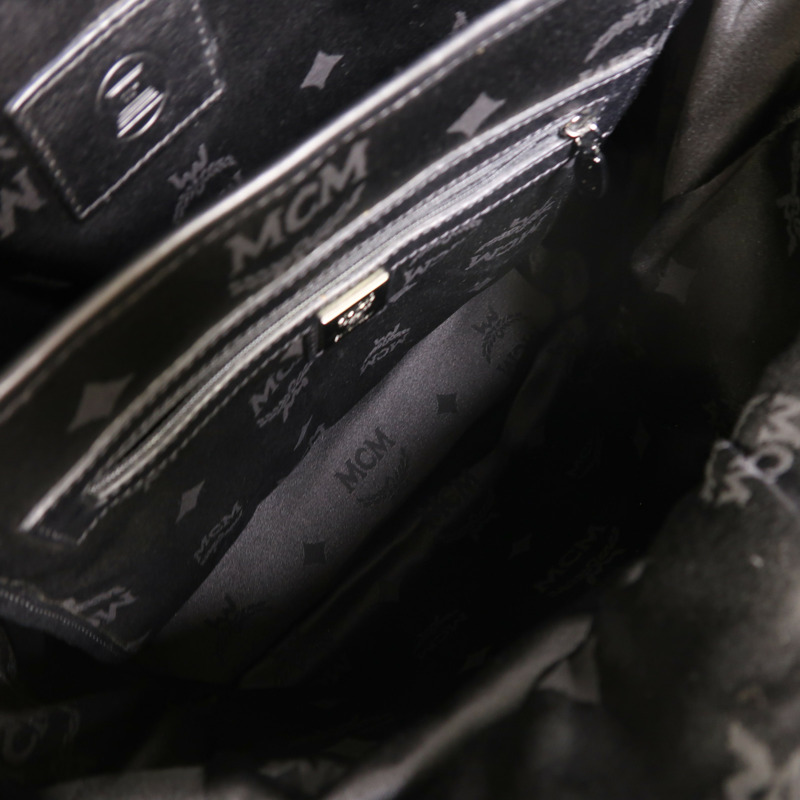 MCM 皮革Backpack銀扣背包-5