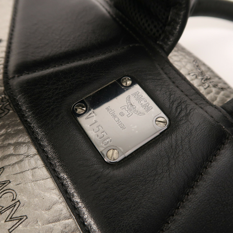 MCM 皮革Backpack銀扣背包-7