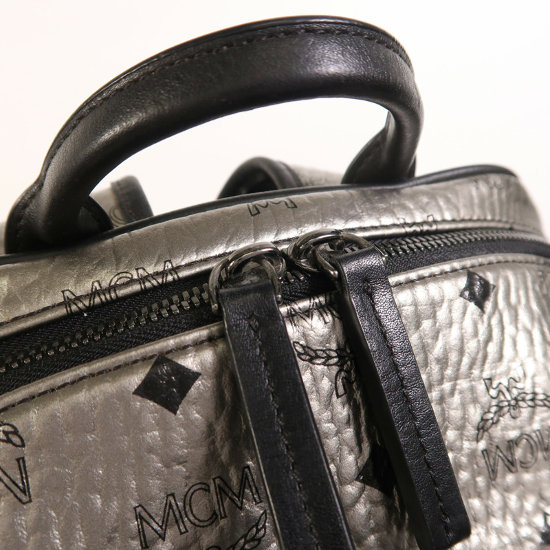 MCM 皮革Backpack銀扣背包-14
