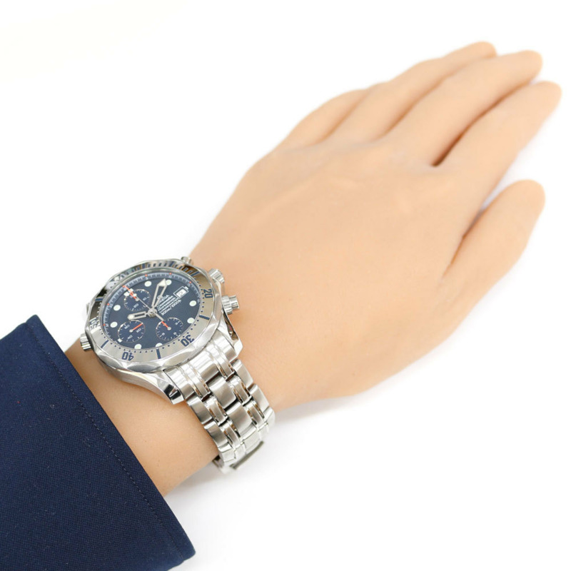 歐米茄海馬系列腕錶，不鏽鋼材質，自動機械，男士，歐米茄計時碼錶，已翻新-1