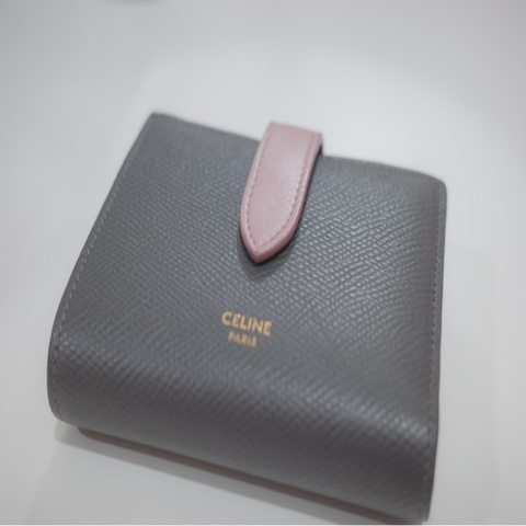 Celine 短夾 灰色拼粉色🥨