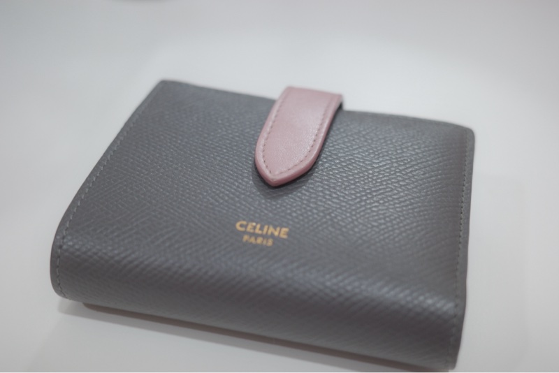 Celine 短夾 灰色拼粉色🥨-0