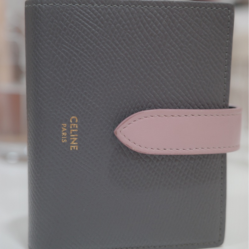 Celine 短夾 灰色拼粉色🥨-7