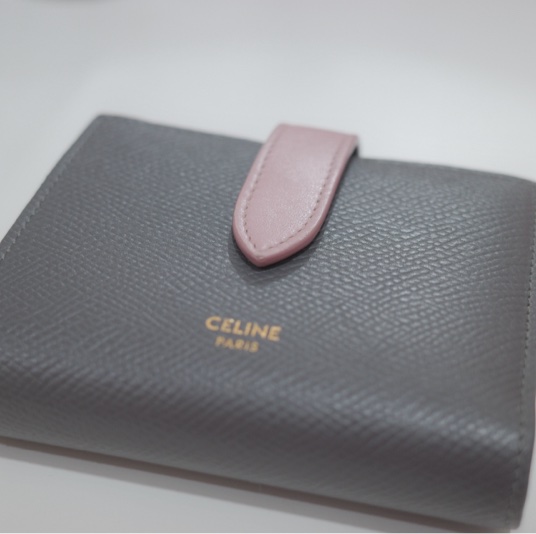 Celine 短夾 灰色拼粉色🥨-8
