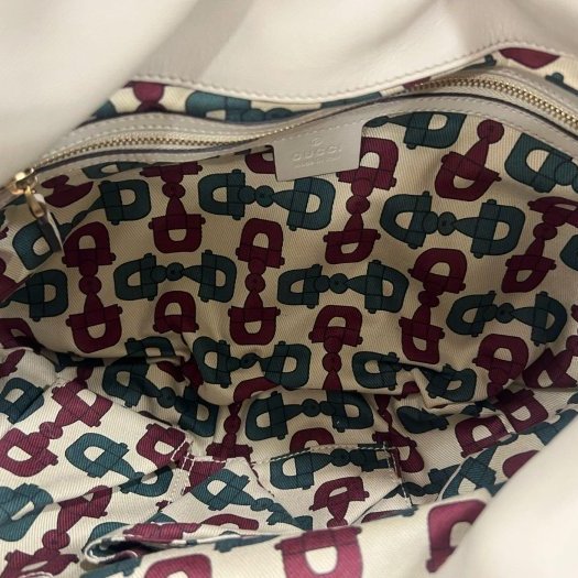 東區正精品㊣GUCCI 203486 白色全皮壓紋金色家徽盾牌手提包斜背包兩用包 RZ5527-4