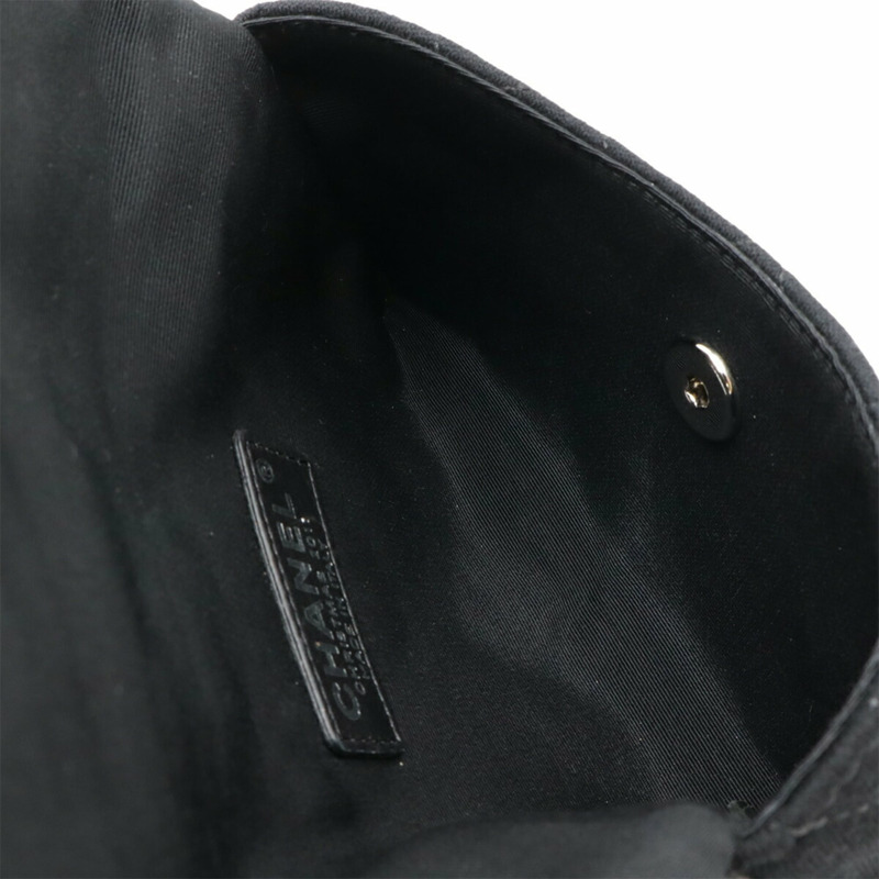香奈兒 (CHANEL) Matelasse Coco Mark Pochette 鏈條肩背包，棉質，黑色，2011 年限量版-5