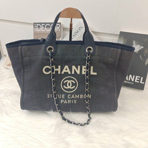 Chanel 香奈兒 沙灘包銀扣 21開