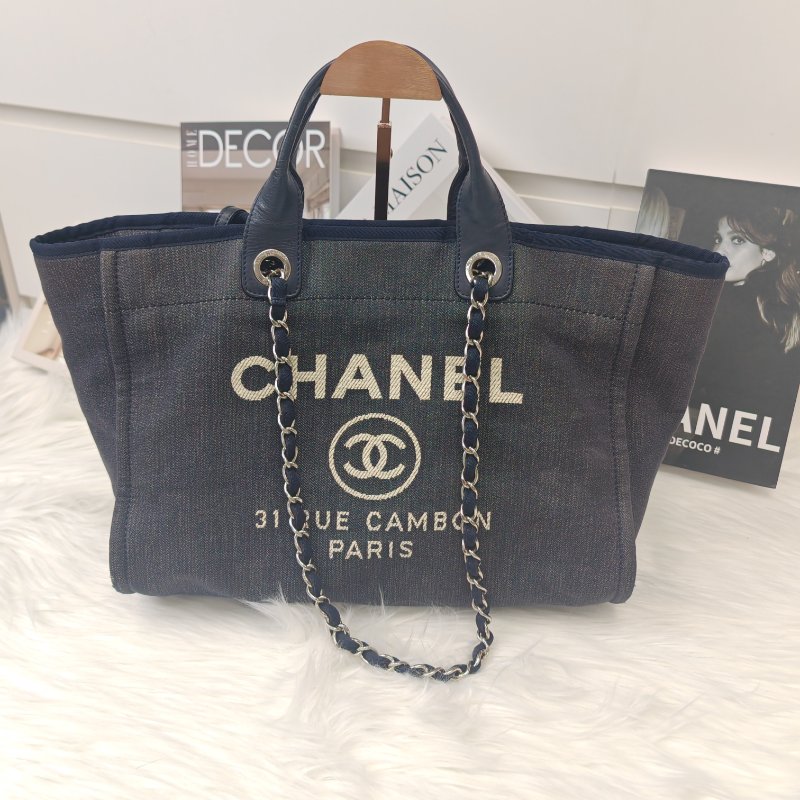 Chanel 香奈兒 沙灘包銀扣 21開-0