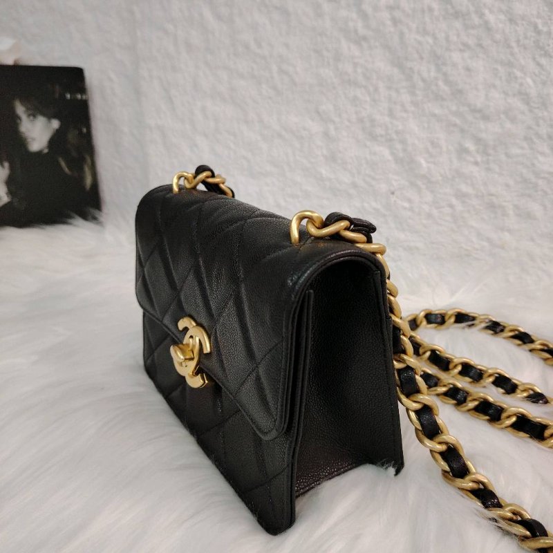 Chanel 香奈兒 24A 黑金 大Logo 方胖子 荔枝牛皮 芯片款-2