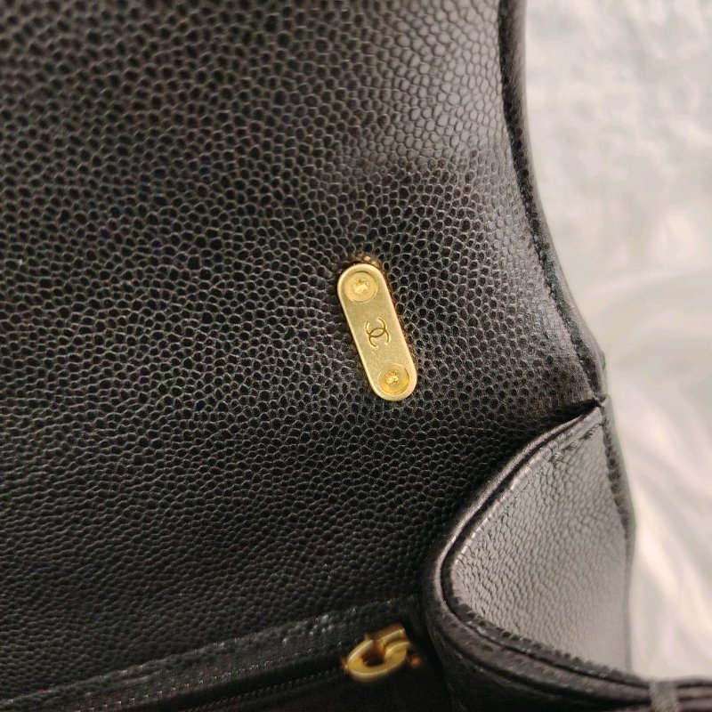Chanel 香奈兒 24A 黑金 大Logo 方胖子 荔枝牛皮 芯片款-8
