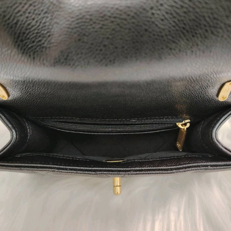 Chanel 香奈兒 24A 黑金 大Logo 方胖子 荔枝牛皮 芯片款-9