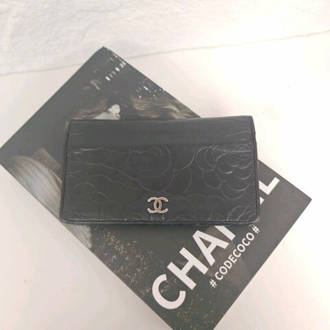 Chanel 經典 黑色 羊皮 大號 銀扣山茶花