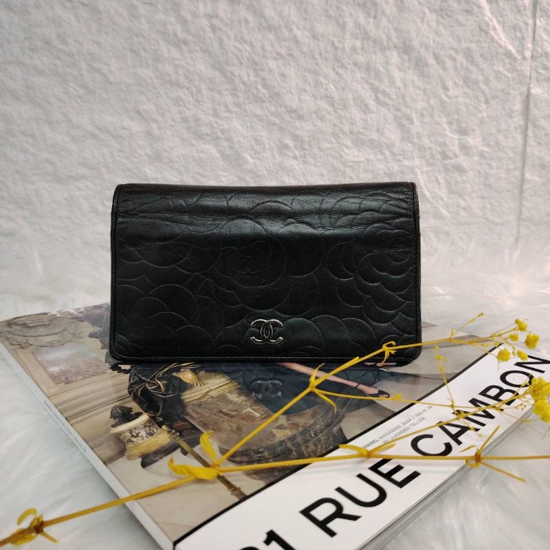 Chanel 經典 黑色 羊皮 大號 銀扣山茶花-1