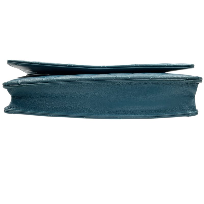 CHANEL 香奈兒 WOC 肩背包 羊皮 藍綠色 銀釦-5