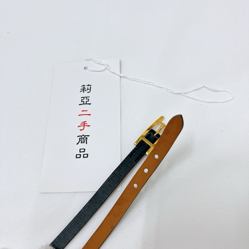 莉亞精品♡ Hermes H黑皮革2用手環/頸圈 框框R 裸件 二手美品-2