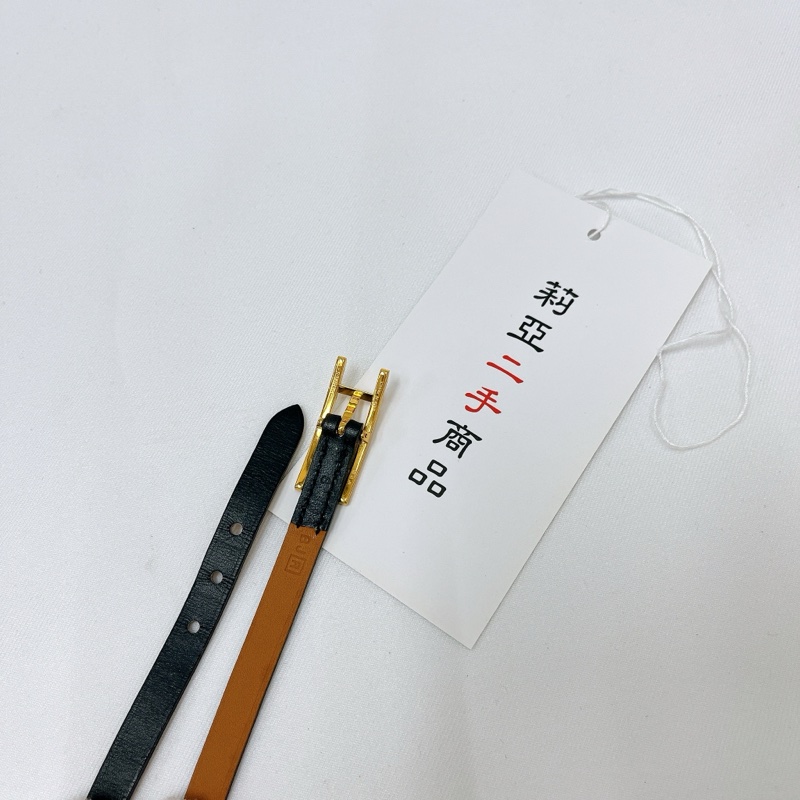 莉亞精品♡ Hermes H黑皮革2用手環/頸圈 框框R 裸件 二手美品-3