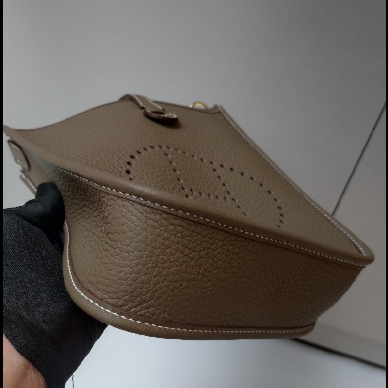 Hermes 金釦灰皮 mini evelyne 17-5