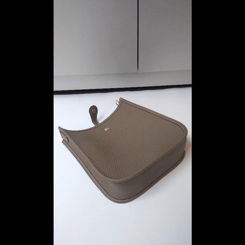 Hermes 金釦灰皮 mini evelyne 17-6