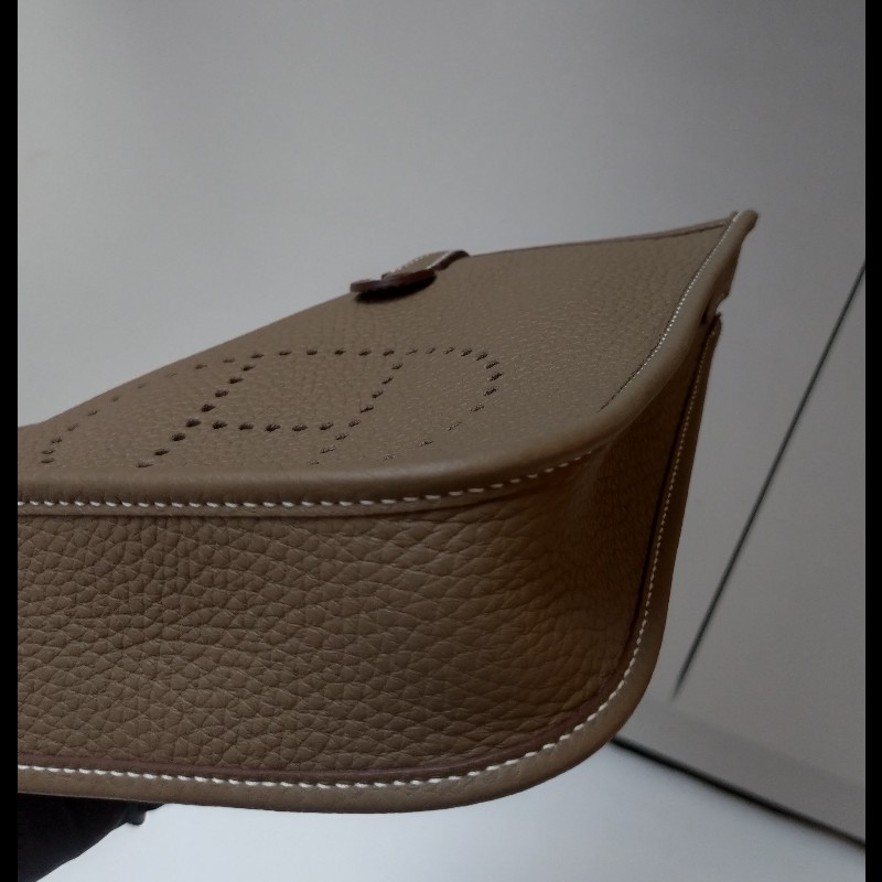 Hermes 金釦灰皮 mini evelyne 17-8