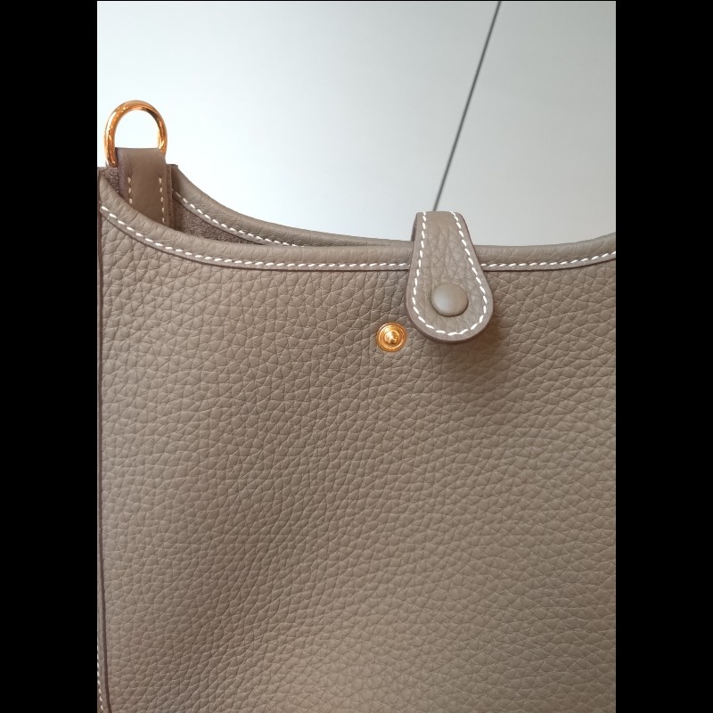 Hermes 金釦灰皮 mini evelyne 17-9