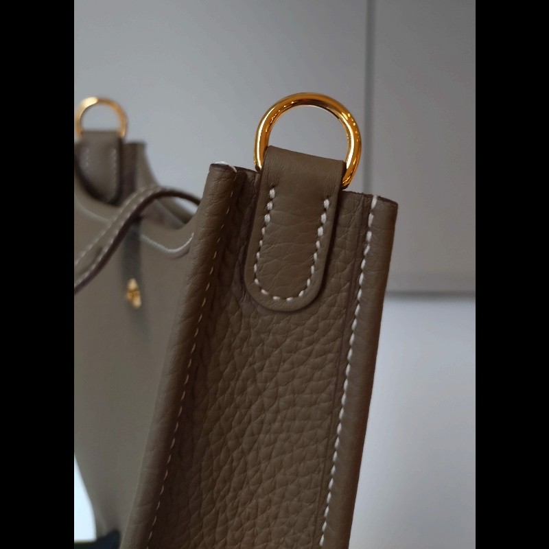 Hermes 金釦灰皮 mini evelyne 17-12