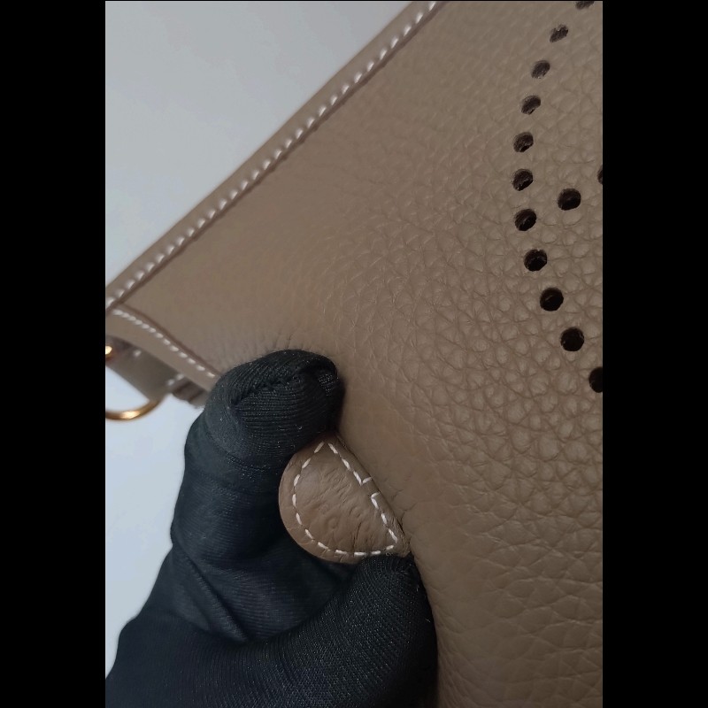 Hermes 金釦灰皮 mini evelyne 17-16