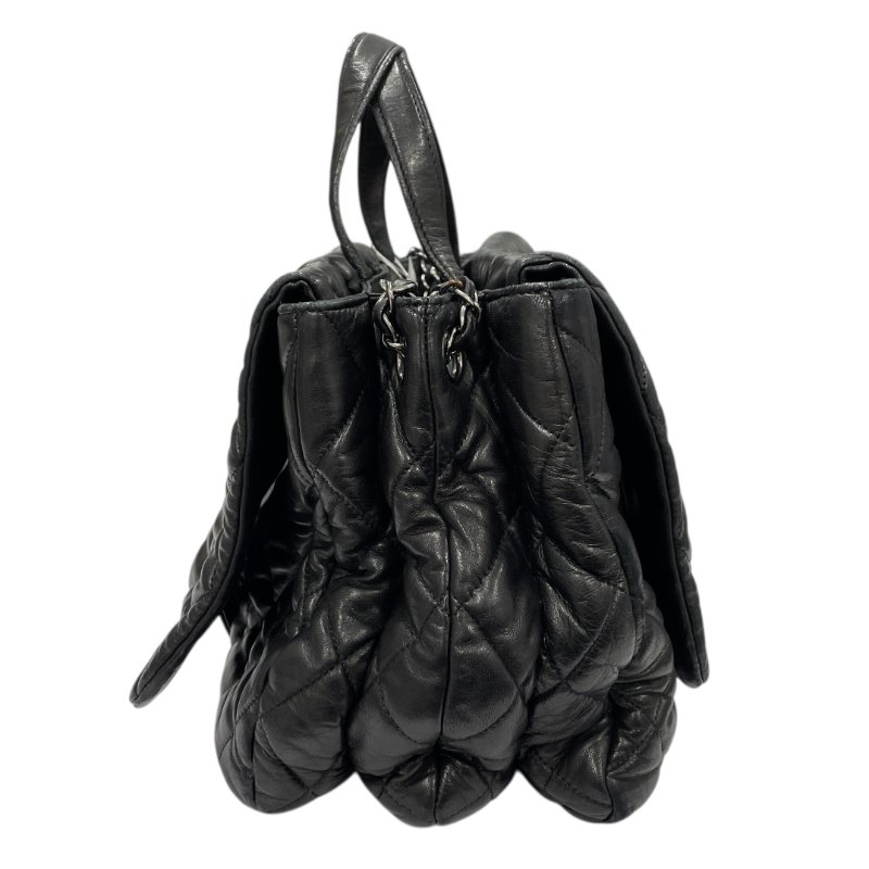 CHANEL 香奈兒 DOUBLE FACE 雙面肩背包 皮革 黑色 銀釦-3