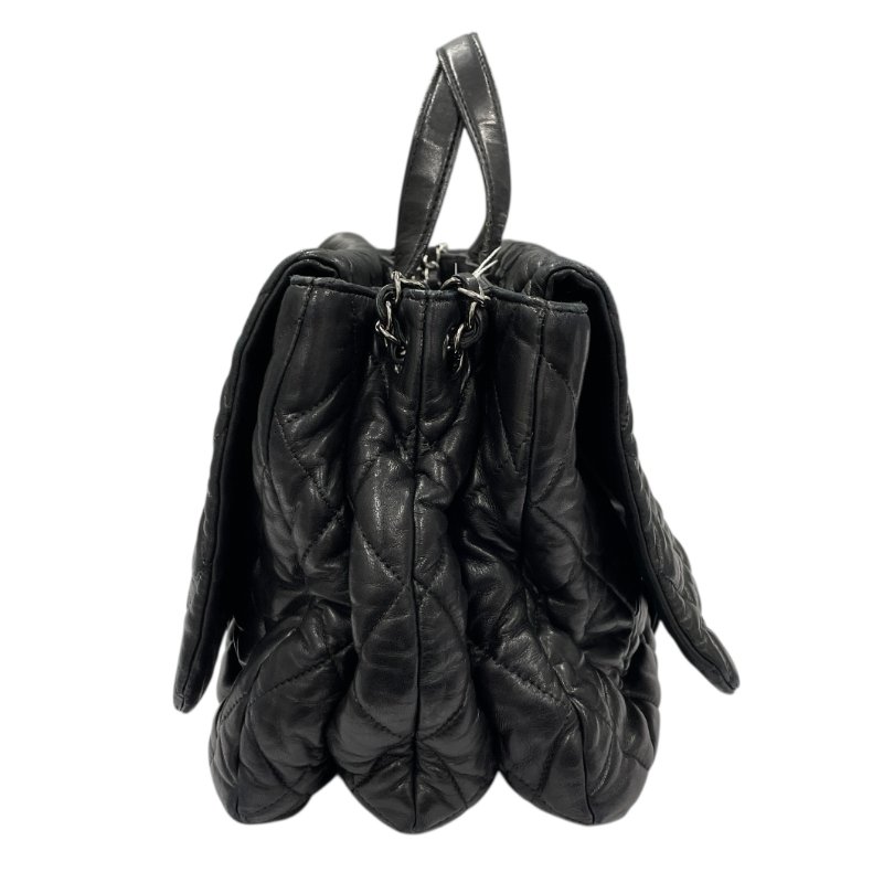 CHANEL 香奈兒 DOUBLE FACE 雙面肩背包 皮革 黑色 銀釦-4