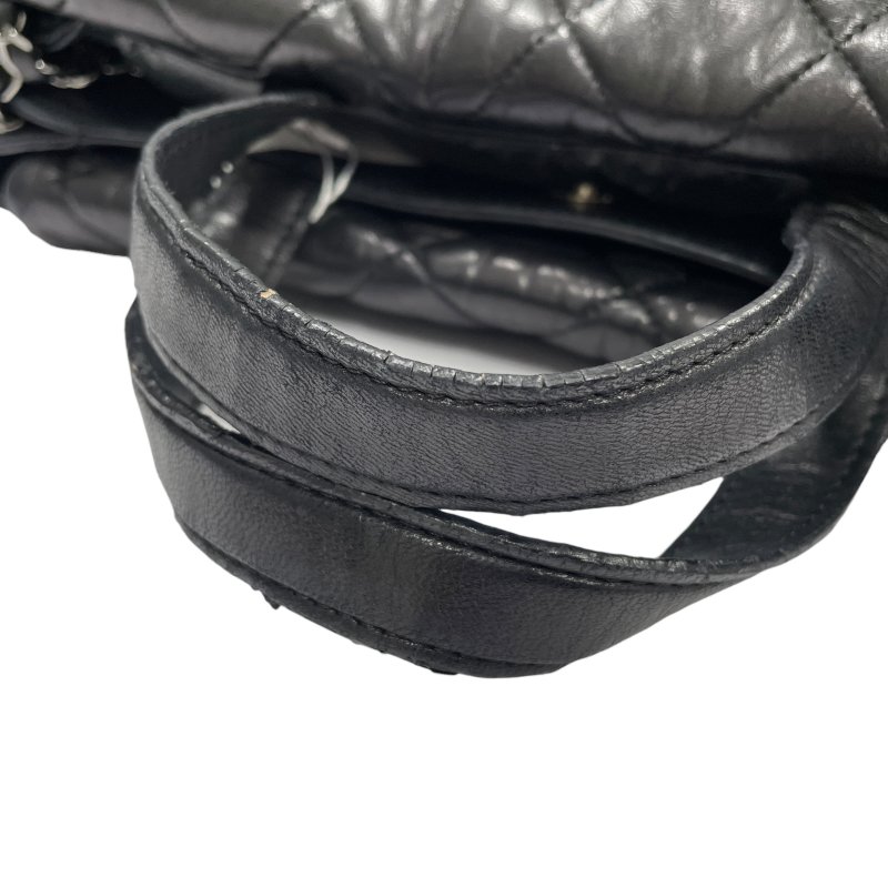 CHANEL 香奈兒 DOUBLE FACE 雙面肩背包 皮革 黑色 銀釦-10