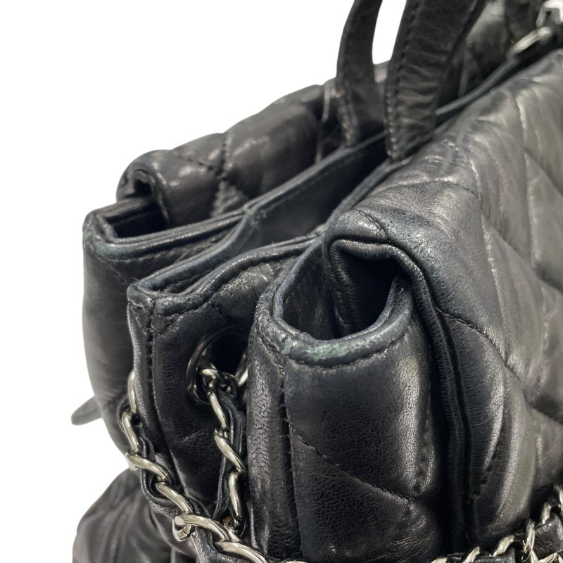 CHANEL 香奈兒 DOUBLE FACE 雙面肩背包 皮革 黑色 銀釦-12