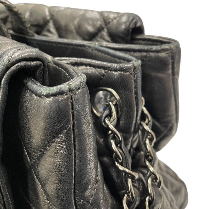 CHANEL 香奈兒 DOUBLE FACE 雙面肩背包 皮革 黑色 銀釦-13