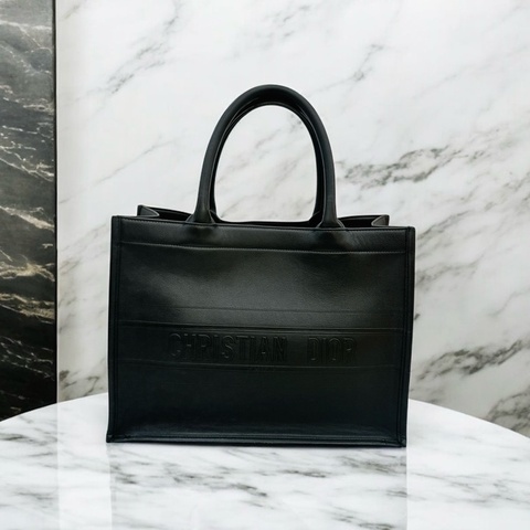 莉亞精品♡ Dior 黑皮革托特包 二手美品