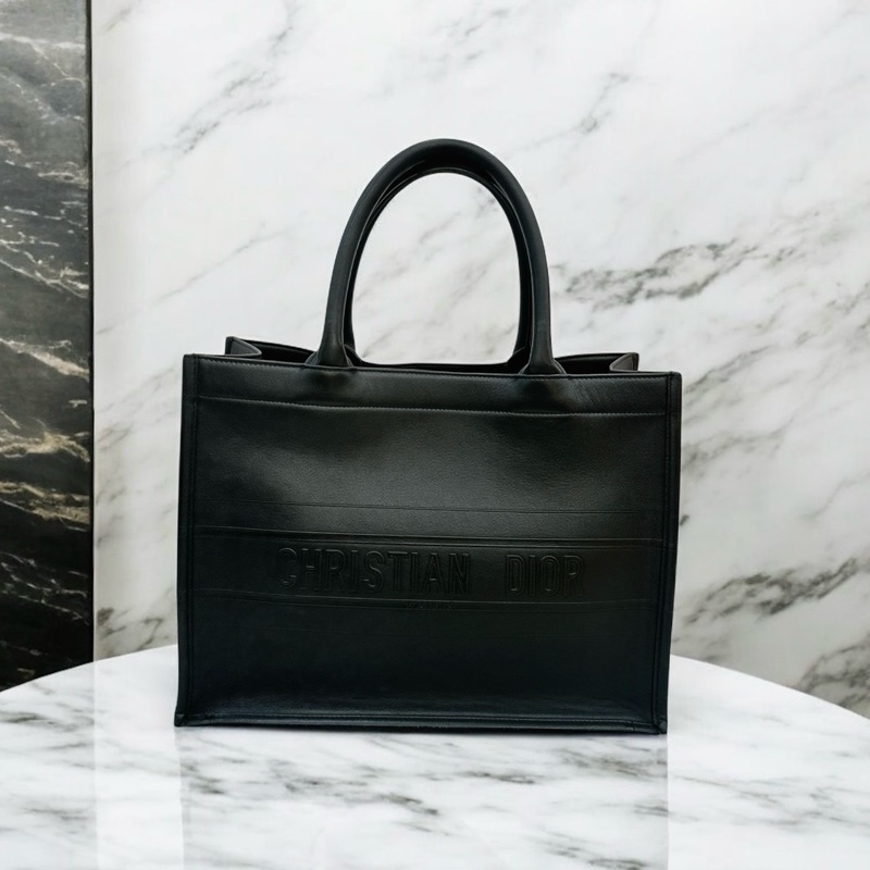 莉亞精品♡ Dior 黑皮革托特包 二手美品-0