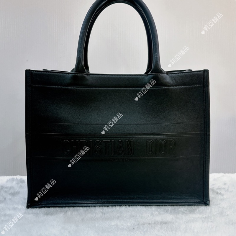 莉亞精品♡ Dior 黑皮革托特包 二手美品-2