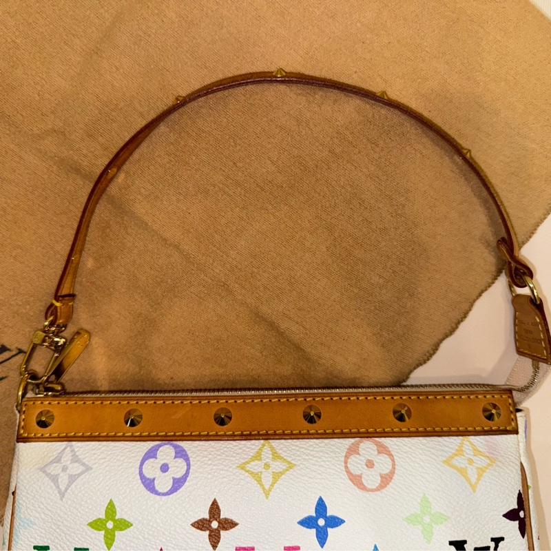 耶誕跨年優惠中🎄LV村上隆白三彩麻將包/LV麻將包/LV卯釘麻將包 Louis Vuitton/路易威登/LV Vintage/LV中古包/LV肩背包-3