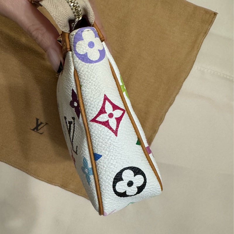 耶誕跨年優惠中🎄LV村上隆白三彩麻將包/LV麻將包/LV卯釘麻將包 Louis Vuitton/路易威登/LV Vintage/LV中古包/LV肩背包-12