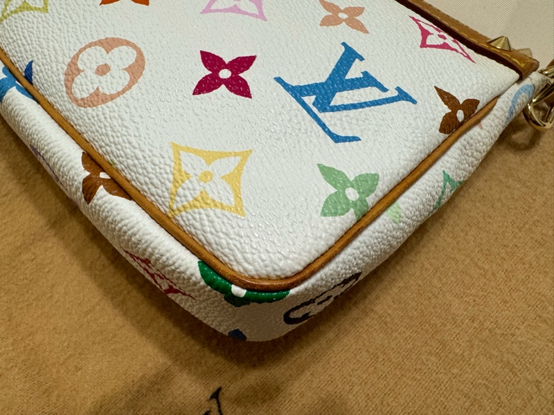 耶誕跨年優惠中🎄LV村上隆白三彩麻將包/LV麻將包/LV卯釘麻將包 Louis Vuitton/路易威登/LV Vintage/LV中古包/LV肩背包-15