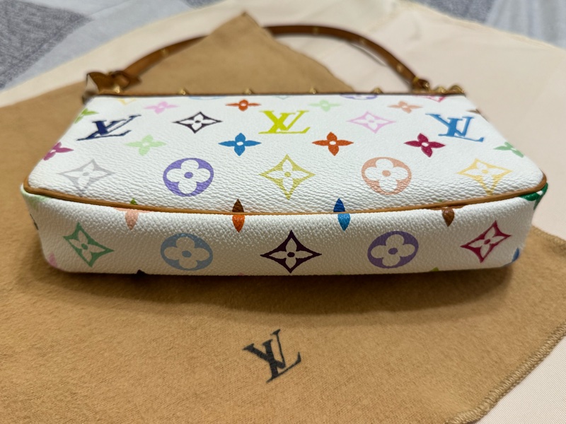 耶誕跨年優惠中🎄LV村上隆白三彩麻將包/LV麻將包/LV卯釘麻將包 Louis Vuitton/路易威登/LV Vintage/LV中古包/LV肩背包-17