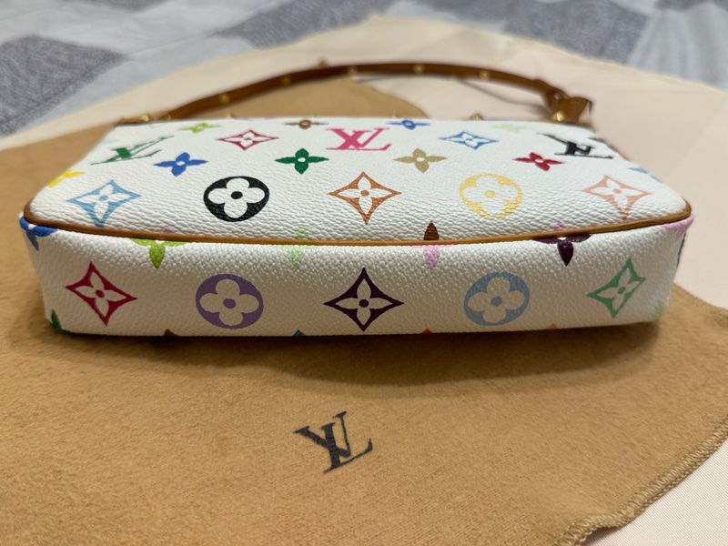 耶誕跨年優惠中🎄LV村上隆白三彩麻將包/LV麻將包/LV卯釘麻將包 Louis Vuitton/路易威登/LV Vintage/LV中古包/LV肩背包-18
