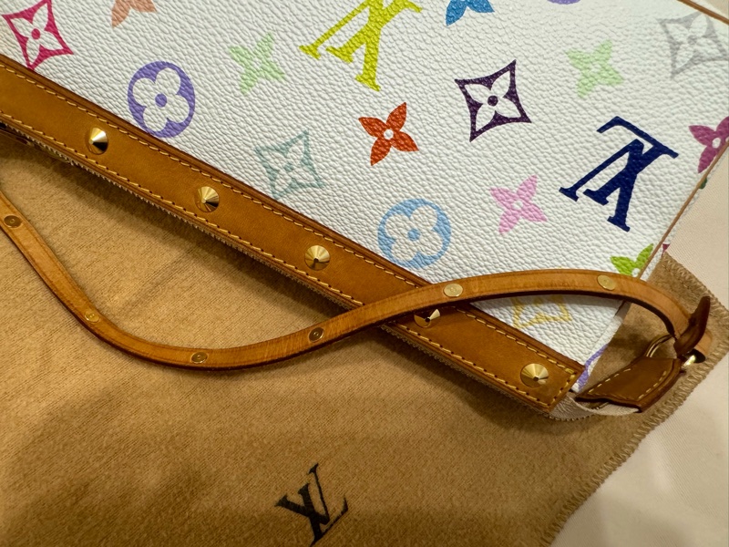 耶誕跨年優惠中🎄LV村上隆白三彩麻將包/LV麻將包/LV卯釘麻將包 Louis Vuitton/路易威登/LV Vintage/LV中古包/LV肩背包-40