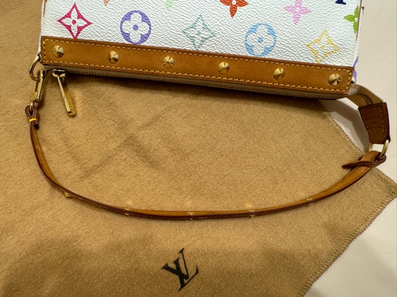 耶誕跨年優惠中🎄LV村上隆白三彩麻將包/LV麻將包/LV卯釘麻將包 Louis Vuitton/路易威登/LV Vintage/LV中古包/LV肩背包-41